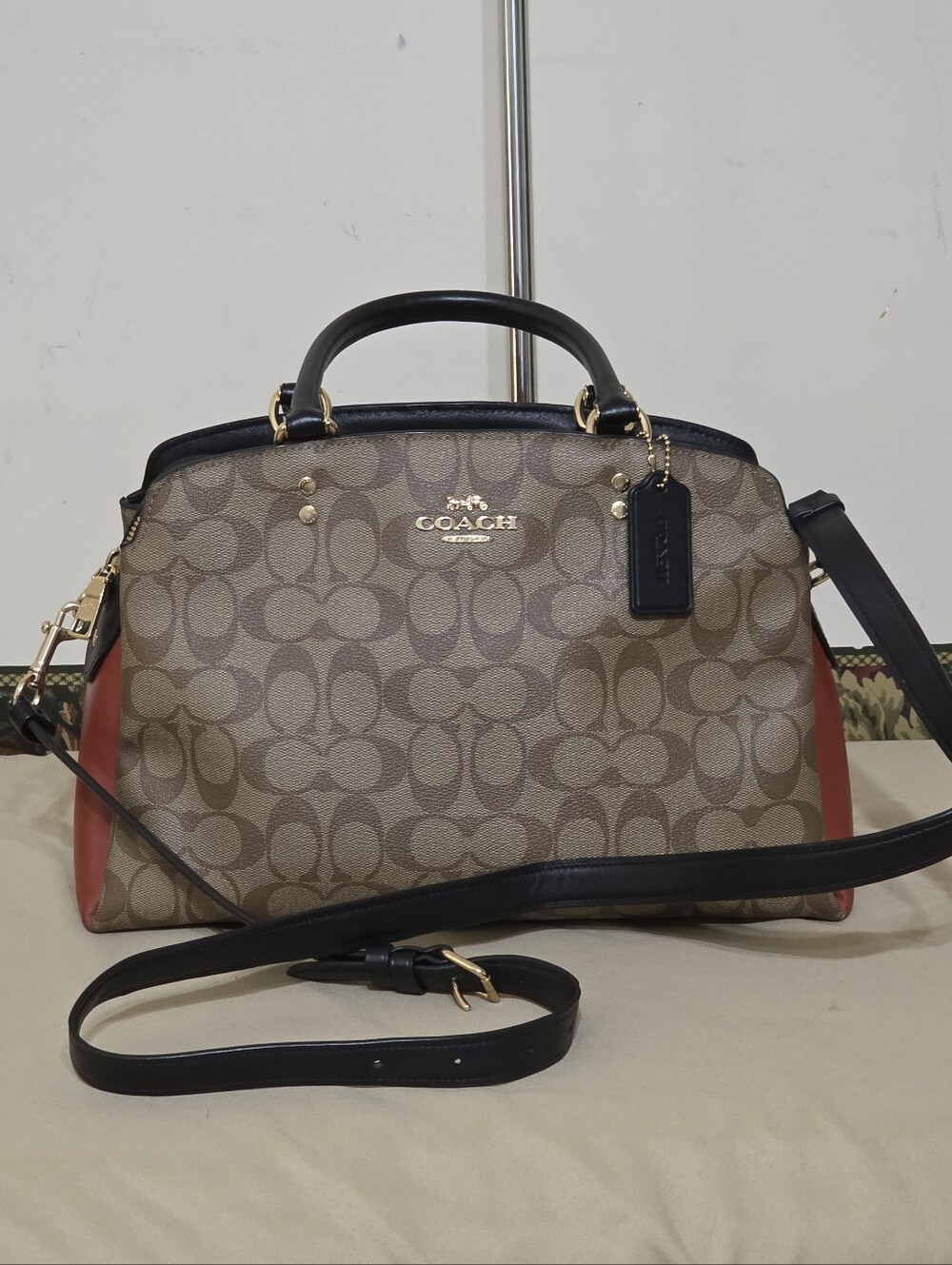 Coach Lillie Carryall Satchel Bag In Signature Canvas And Smooth Leather